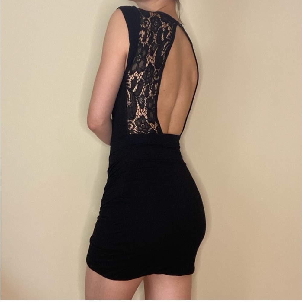 Guess Black Lace Backless Dress